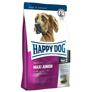 Т0055266 Корм для щенков Junior для крупных пород (25/14) Птица, лосось, яйца сух.4кг HAPPY DOG