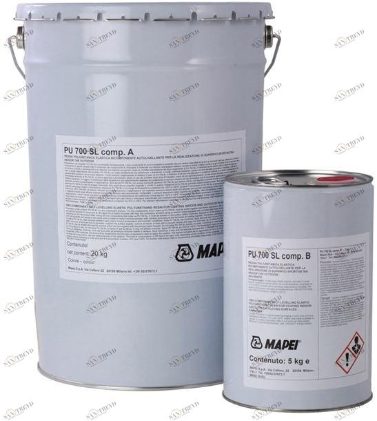 MAPEI Двухкомпонентная самовыравнивающаяся эластичная полиуретановая смола Prodotti per pavimentazioni sportive in resina sun-id-1446191