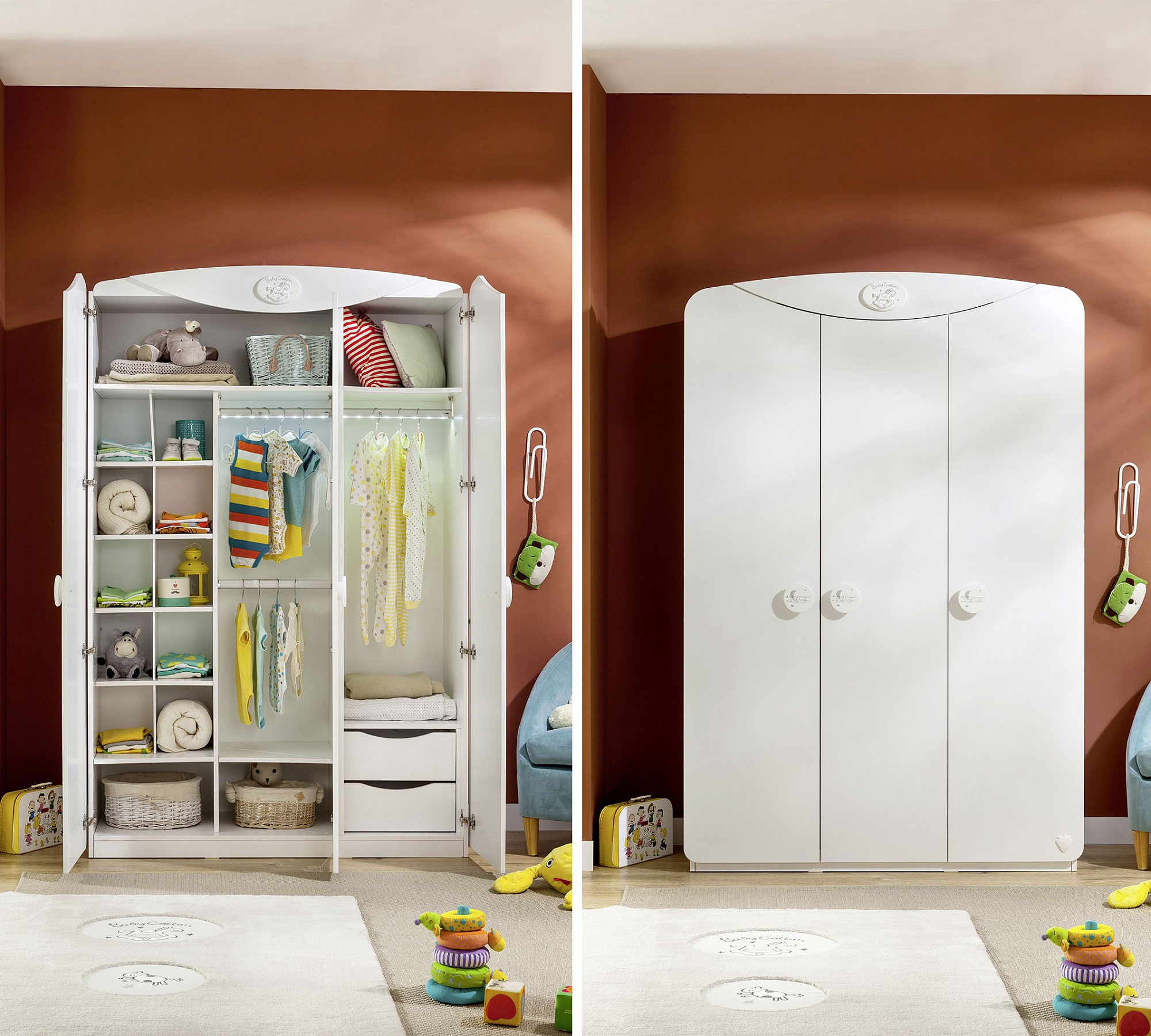 Шкаф белый трехстворчатый распашной Baby Cotton CILEK BABY COTTON 00-3832559 Белый Santreyd  - Вид №1