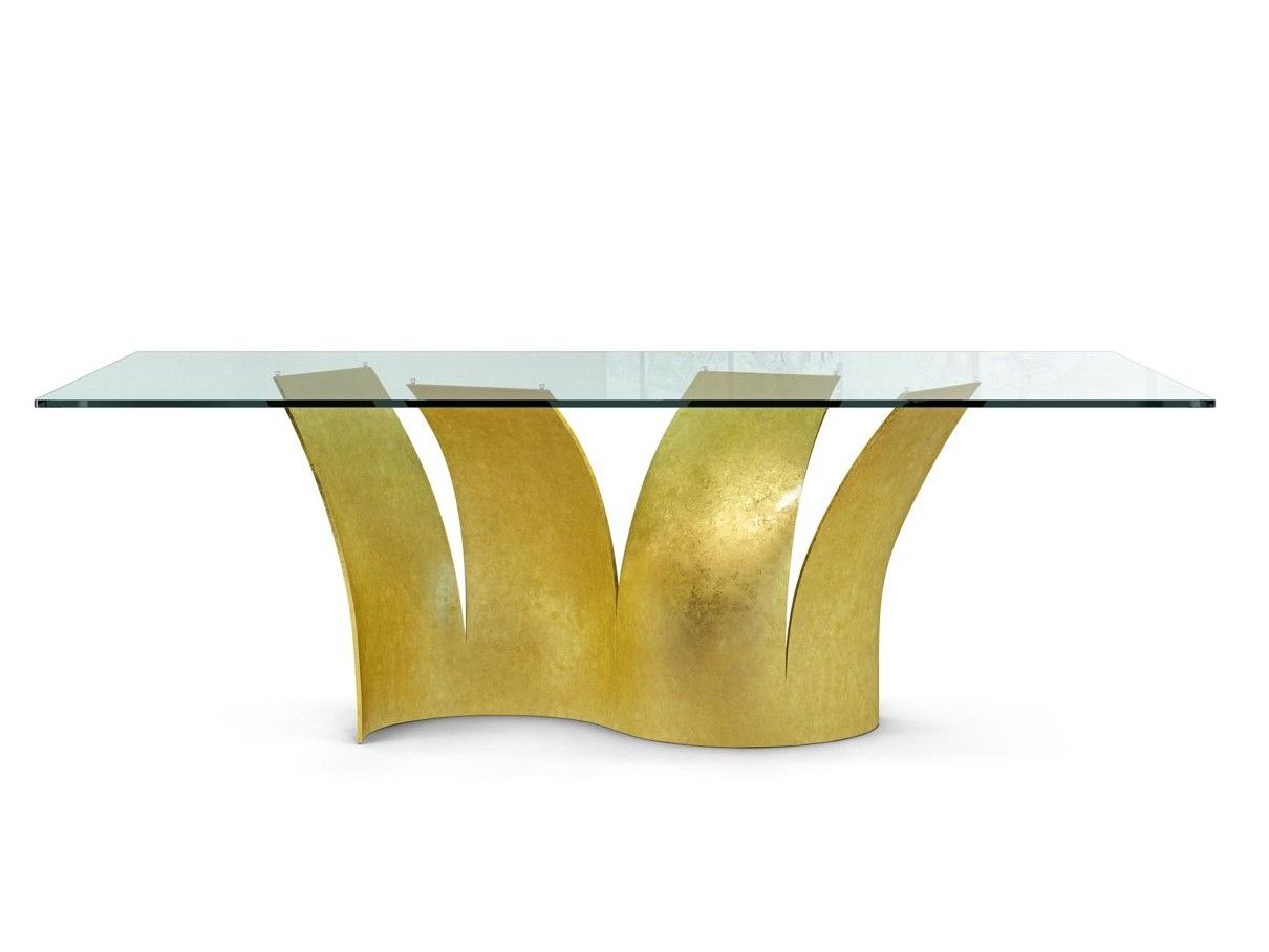 Прямоугольный обеденный стол из стали и стекла ROCHE BOBOIS Les Contemporains ARCH-00020913