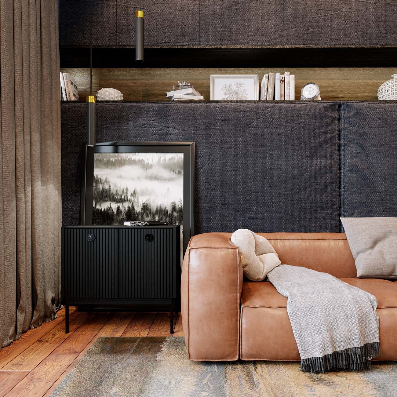 Тумба с двумя ящиками 61х64 см черная Land BRAGIN DESIGN LIVING 00-3862479 Черный - Вид №1