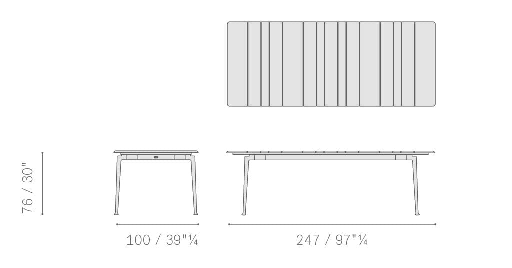 Алюминиевый и деревянный прямоугольный садовый стол Poltrona Frau SOLARIA ARCH-00031017 - Вид №9