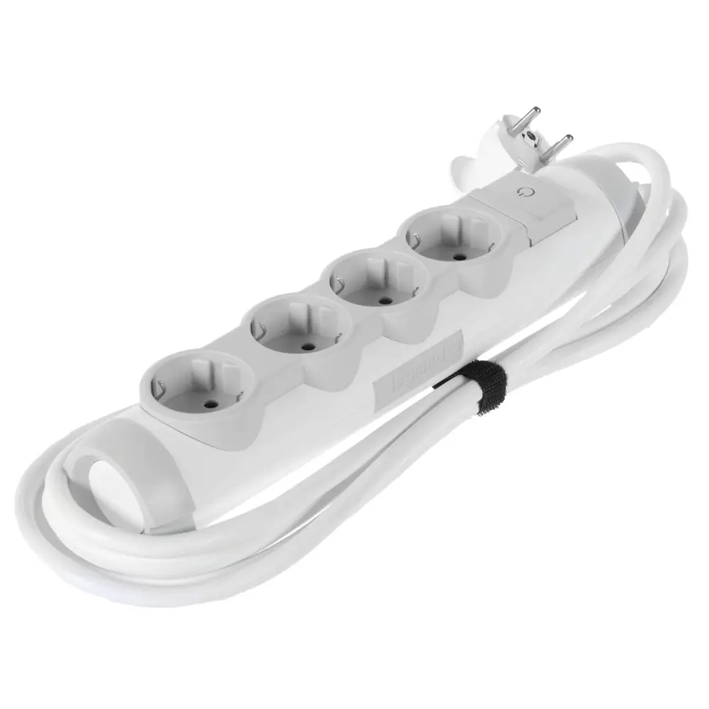 Удлинитель с заземлением Legrand 4 розетки 3 м, цвет серый STLM-2069081