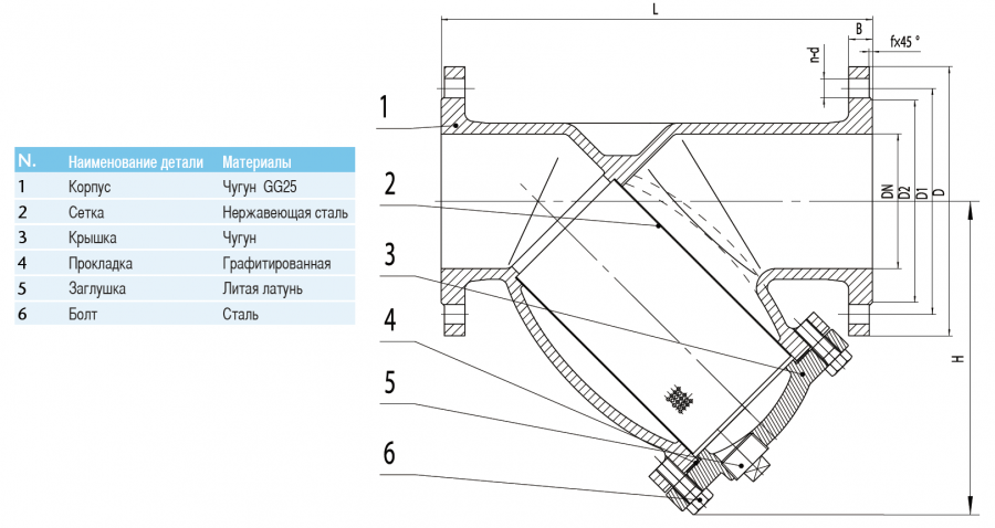 CIMBERIO CIM 3295 200 Чугунный фланцевый сетчатый фильтр CIM 3295 PN16  - Вид №1