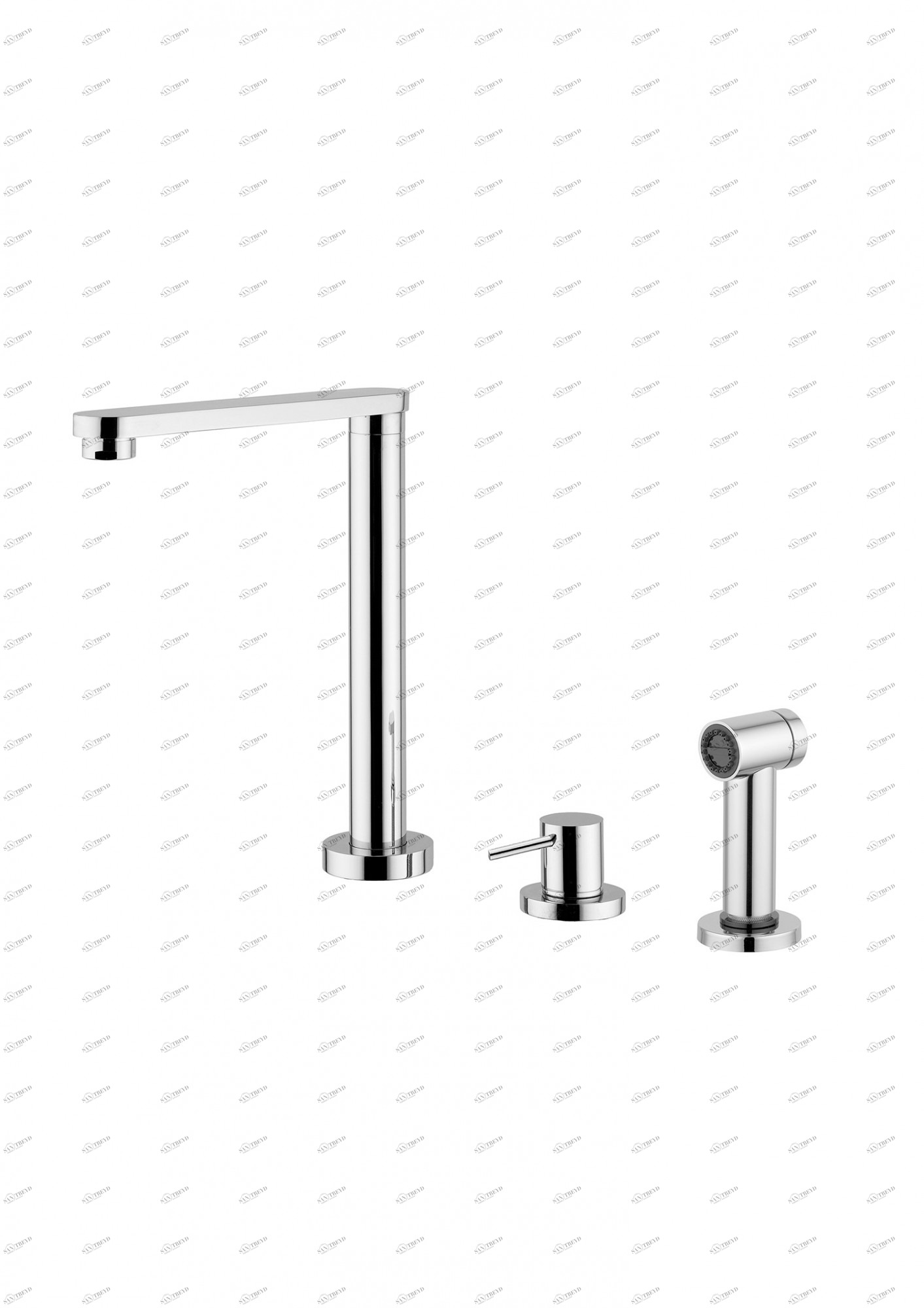 Латунь. 337.10. Смеситель для кухни с Remot Quadrodesign Brass