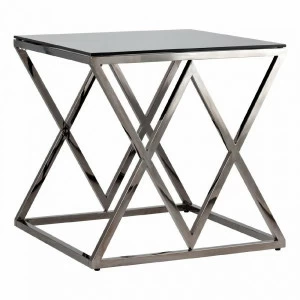 Журнальный столик стеклянный дымчатый с основанием темный хром 55х55 см "Инсигния" STOOL GROUP  00-3881889 Серебро
