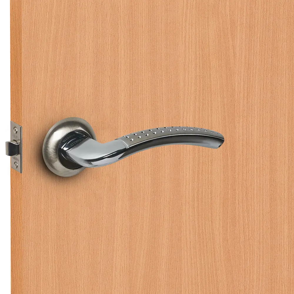 Ручки дверные на розетке Logica 4 алюминий цвет матовый никель/хром PUNTO STLM-2020128 - Вид №5