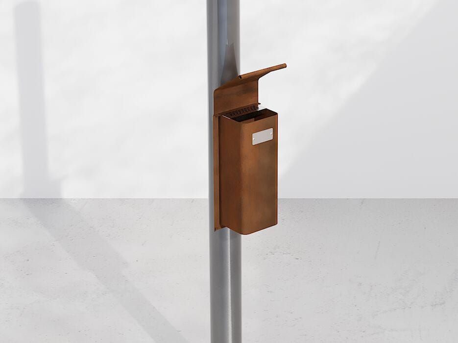 Стальная пепельница для общественных мест с крышкой и креплением на шесте DIMCAR ARCH-00021233