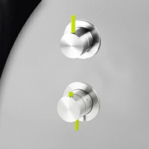 Термостат для душа глянцевая сталь с зеленой ручкой Toki Radomonte TER53LCIL13