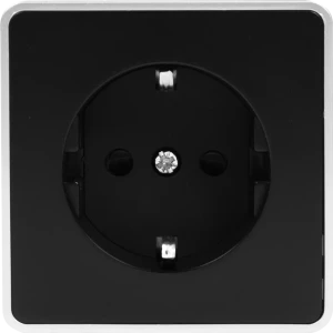 Розетка накладная Werkel Gallant с заземлением со шторками цвет чёрный с серебром