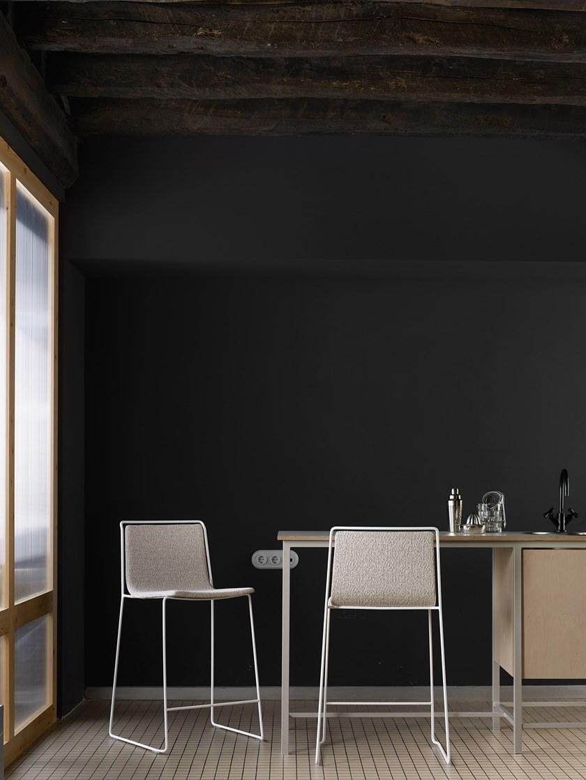 ONDARRETA Стул из высокой стали с сиденьем, обтянутым тканью Alo sun-id-1479200 - Вид №13