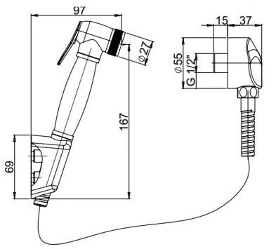 Paini ARCR690/574 ARONA комплект с гигиеническим душем встраиваемый - Вид №6