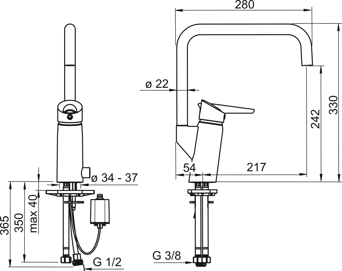 Oras 2734FG Смеситель для кухни с клапаном, 6 V 2734FG Optima Хром  - Вид №2