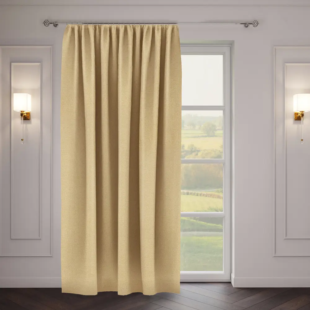 Штора на ленте «Стиль» 200x270 см однотон цвет золотой ТОРГОВЫЙ ДОМ ТЕКСТИЛЬ STLM-2159515