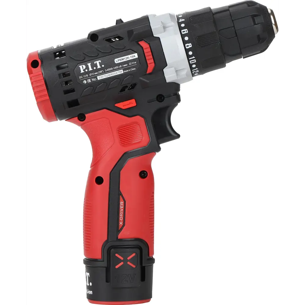 Дрель-шуруповерт аккумуляторная P.I.T. LPBM12K-10A, 12 В Li-Ion, 2x1.5 Ач STLM-2010955 - Вид №10