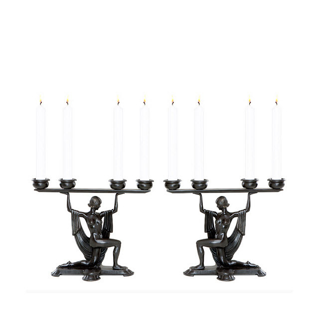 Подсвечник металлический черный 2 штуки "Девушка" Bruneau от Eichholtz EICHHOLTZ EICHHOLTZ 060356 Черный  - Вид №2