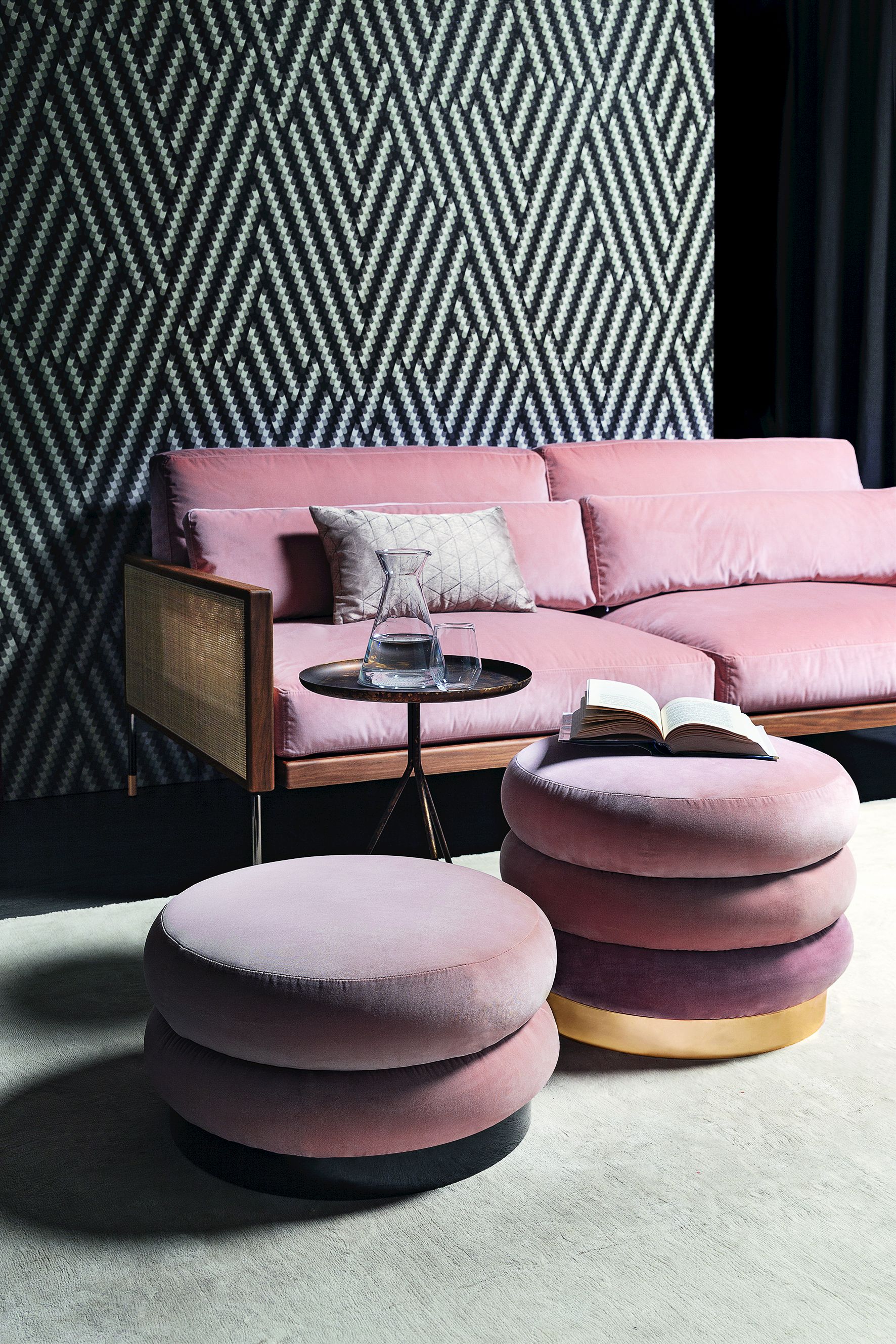 Круглый пуф из ткани Vibieffe 9235 шиньон ARCH-00134877 - Вид №2