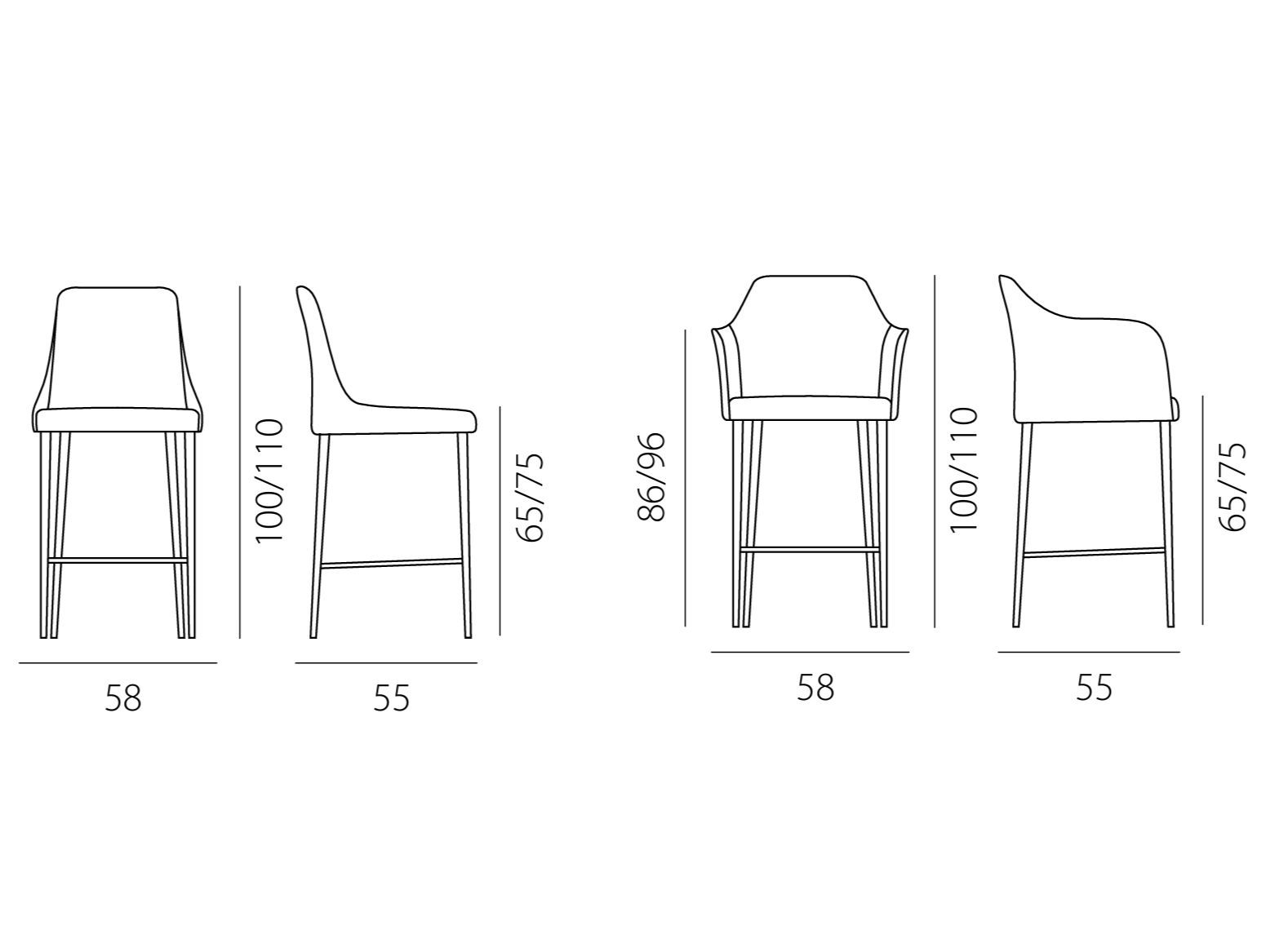 Высокий стул с тканевой подкладкой RIFLESSI ARCH-00043252 - Вид №3
