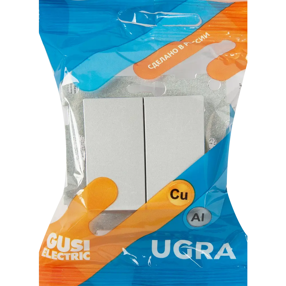 Выключатель GUSI Electric двухклавишный серебристый для современного интерьера 83864226 Ugra STLM-0045161 - Вид №5