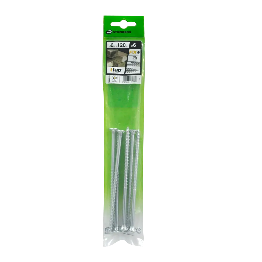 Саморезы для деревянного домостроения STANDERS T-TAP оцинкованные 6x120, 6 штук STLM-2209293 - Вид №2