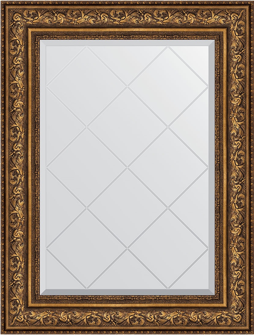 BY 4126 Зеркало с гравировкой в багетной раме - виньетка состаренная бронза 109 mm EVOFORM Exclusive-G