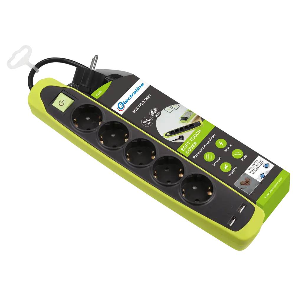 Сетевой удлинитель Electraline с 5 розетками и USB-портами 89380143 STLM-1402404