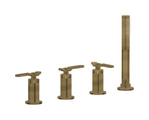 Смеситель на бортик ванной на 4 отверстия с изливом, дивертером и душевым гарнитуром. WE ARE IB b2397mb Modern Bronze Bold