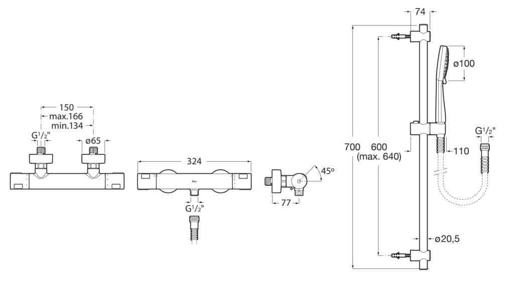 Термостатический душ на открытом воздухе Roca T-500 ARCH-00032363 - Вид №2