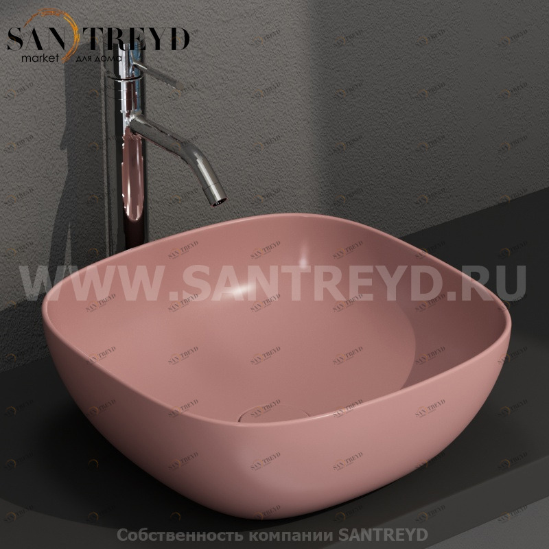 B6Q43FR Накладная раковина на столешницу  квадратная Ceramica Globo T-EDGE