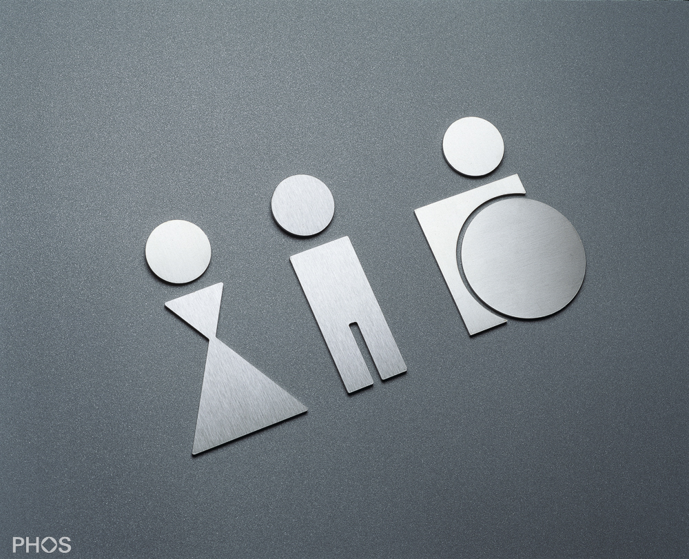 P0501 Пользователь инвалидной коляски с пиктограммой туалета, слева PHOS  - Вид №1