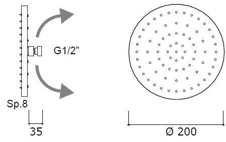 MINA Настенная термостатическая душевая стойка из нержавеющей стали с ручным душем Corsivo 11th22+55100+0700+g20 - Вид №3