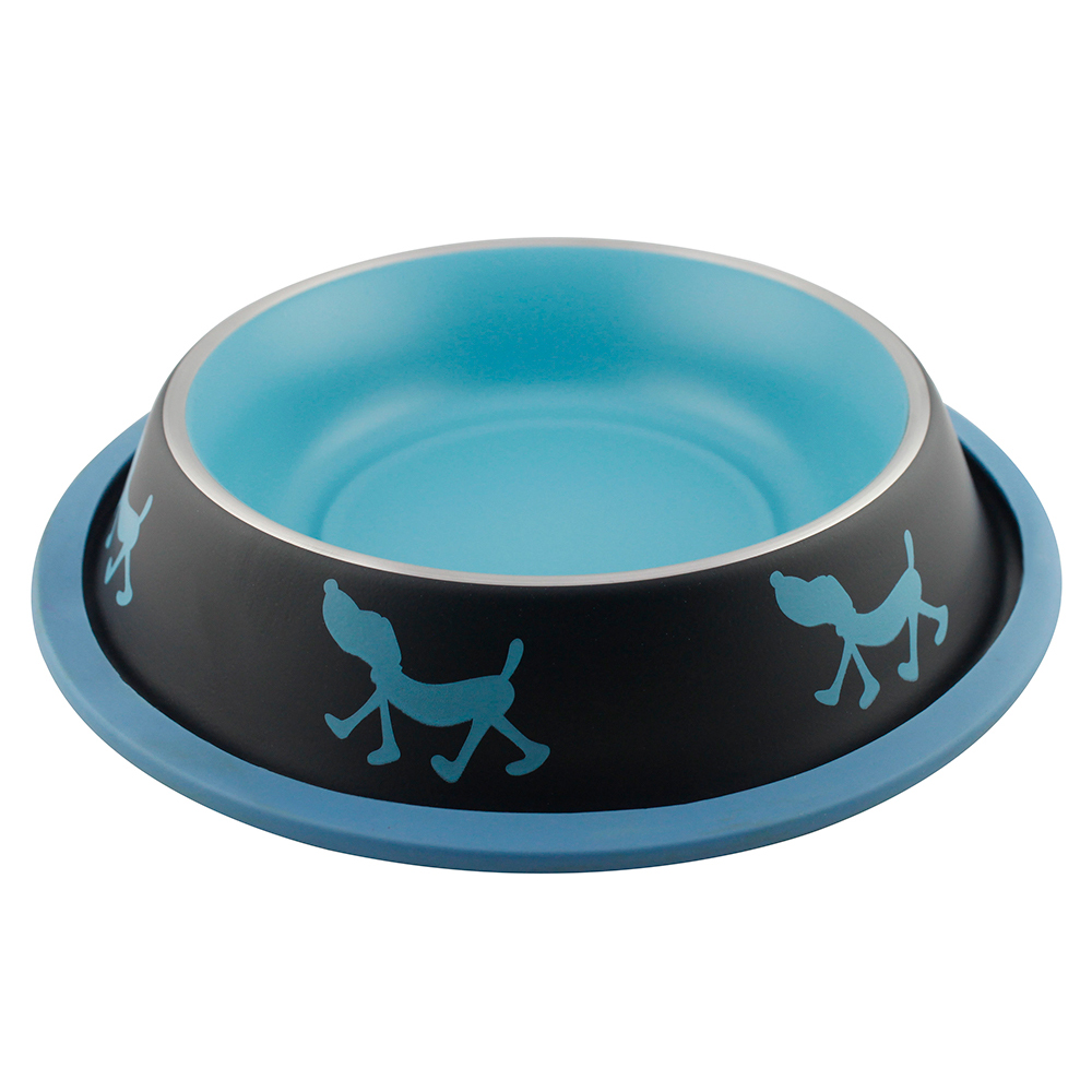 ПР0057807 Миска для животных Uni-Tinge Non Skid Bowl металлическая 700мл голубая Foxie 