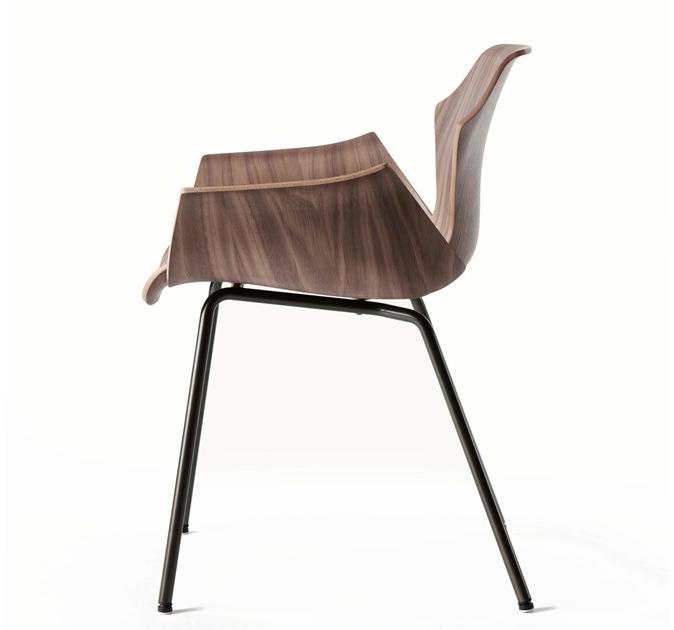 BassamFellows Стул из стали и дерева с подлокотниками Petal Cb-290m - Вид №3