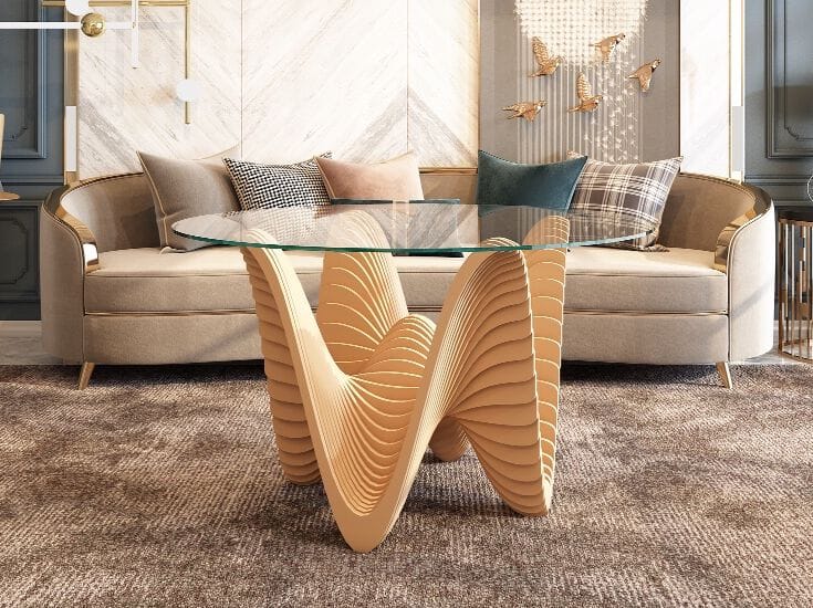 Круглый стол из дерева и стекла MYWOODREAM ANDROMEDA ARCH-00123135