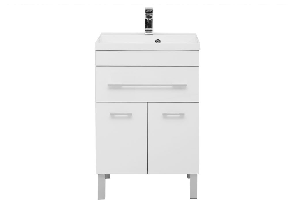 Тумба с раковиной Aquanet Верона NEW 58 белый (напольная 1 ящик 2 дверцы) 0018250700204117 - Вид №2