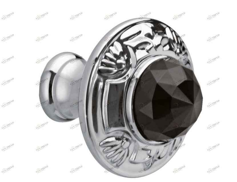 0Z5747.BN0.43 Ручка корпуса диаметром 38 мм с черным кристаллом Swarovski Сатинированное старое золото 24К Mestre 