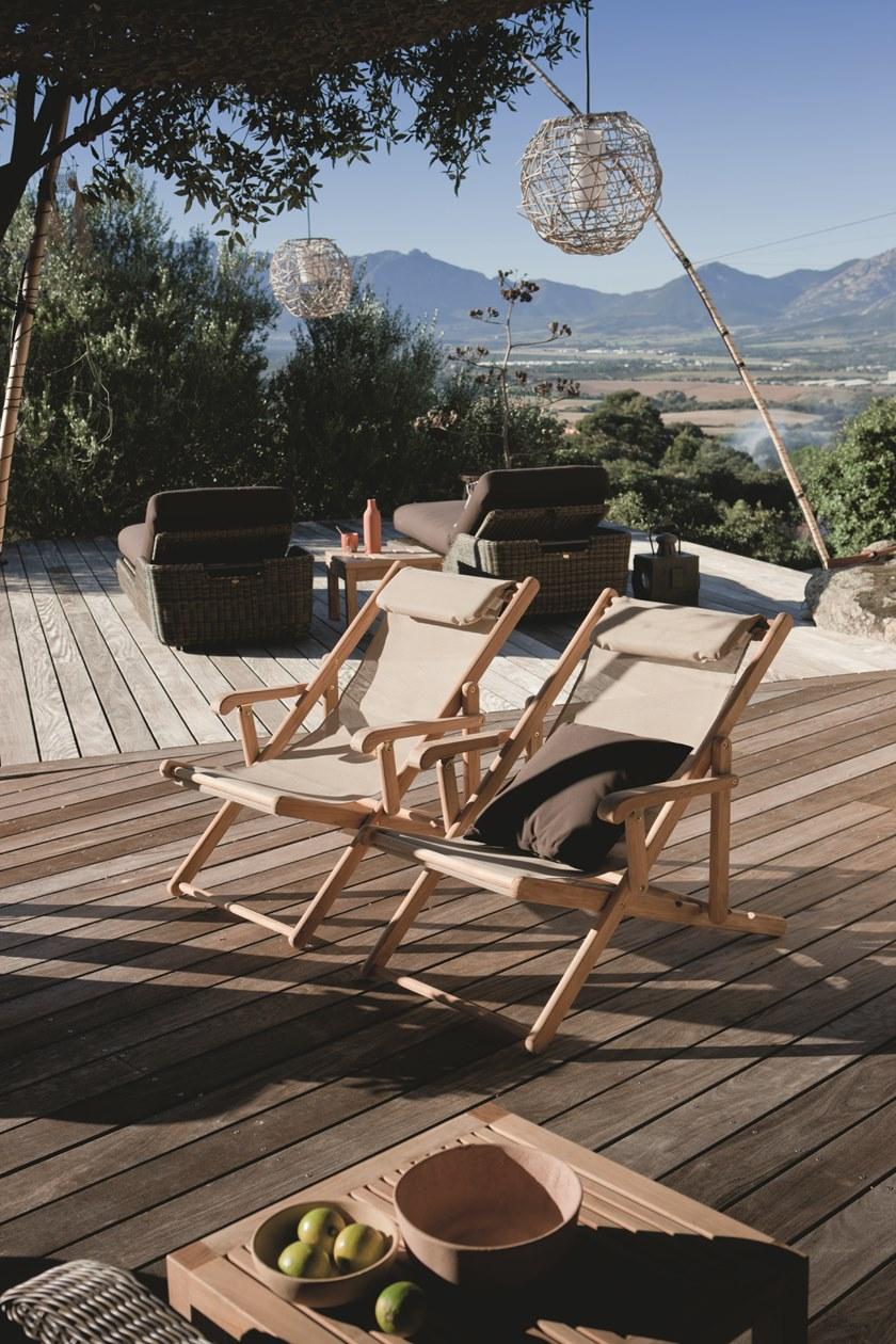 Unopiù Складной шезлонг с подлокотниками из тика и хлопка Milton Cli - Вид №5