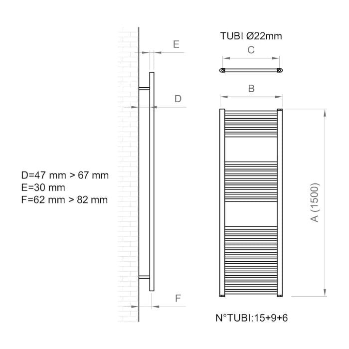 Настенный стальной полотенцесушитель с горячей водой Ercos Опера ARCH-00145504 - Вид №3