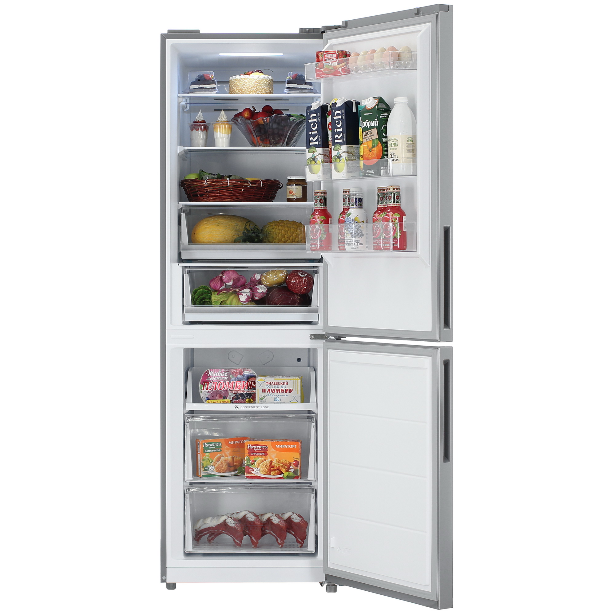 9261631 Холодильник с морозильником   DEXP B4-35AMA серебристый STDN-0101543 - Вид №5