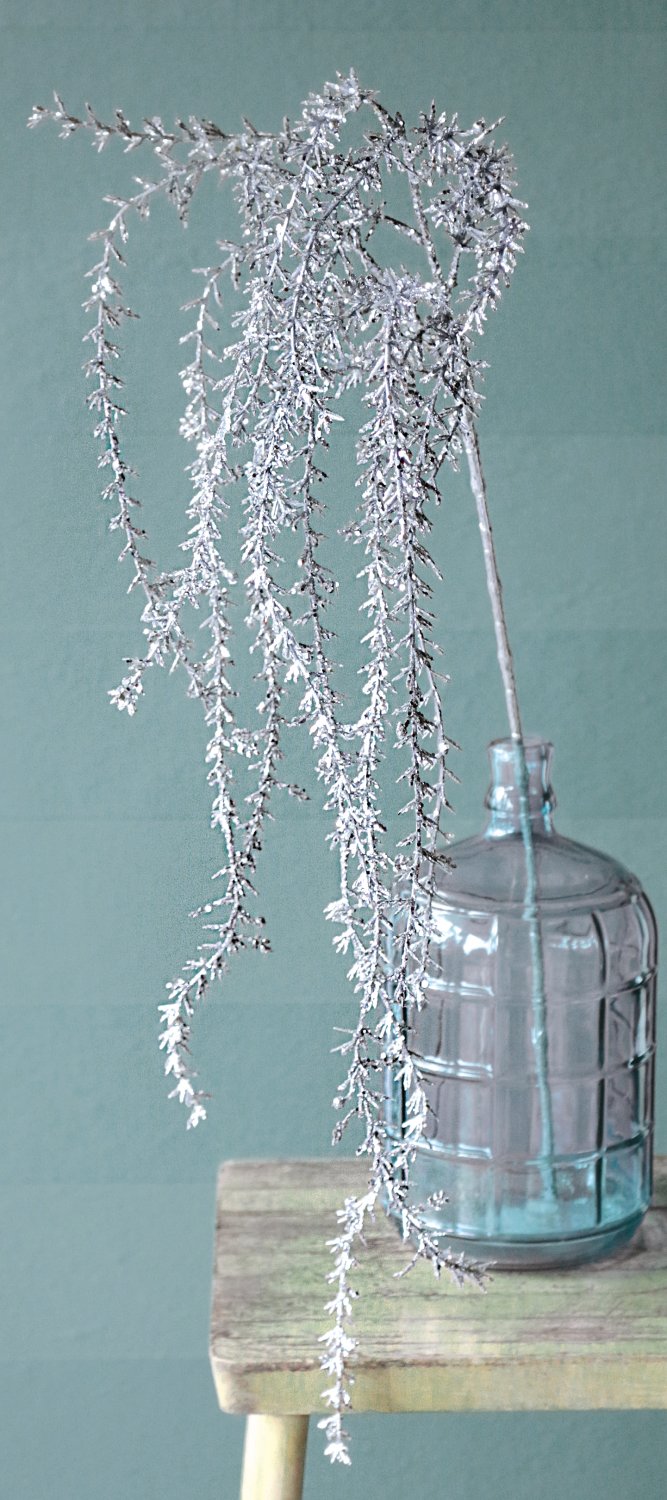 1707 996 a3 Вешалка для искусственного декора с глиттером, 120 см, серебро H-andreas  - Вид №3