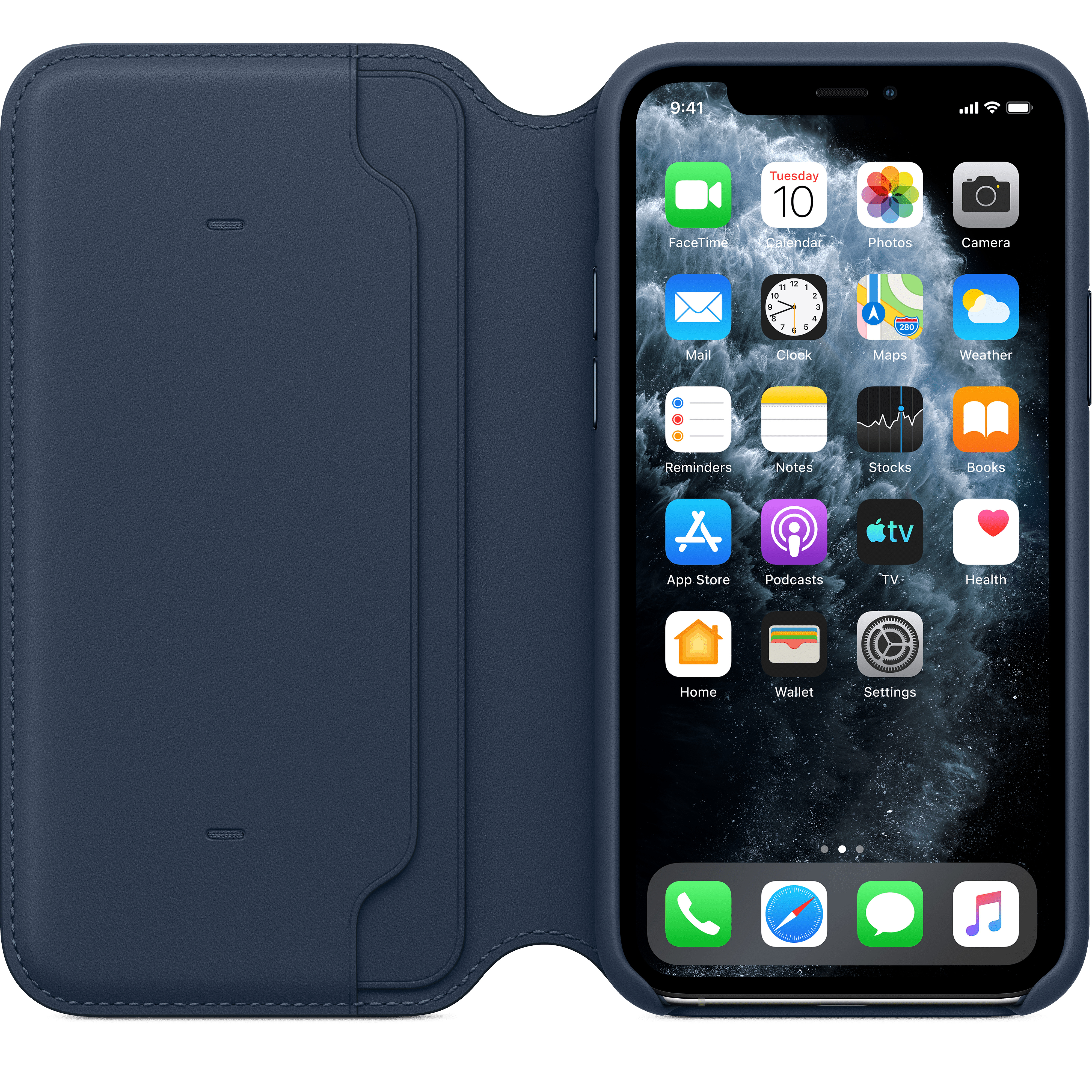MY1L2ZM/A Iphone 11 pro leather folio - deep sea blue Apple Santreyd  - Вид №5