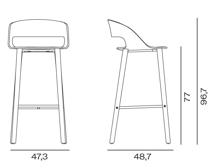 Высокий стул из ясеня с подставкой для ног Vergés Goose ARCH-00139189 - Вид №6