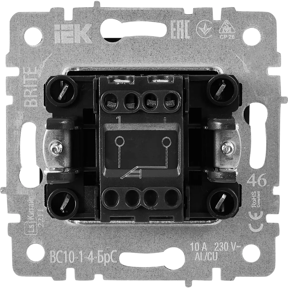 Выключатель IEK Brite самовозвратный одноклавишный стальной для скрытого монтажа 87761738 STLM-1102896 - Вид №2