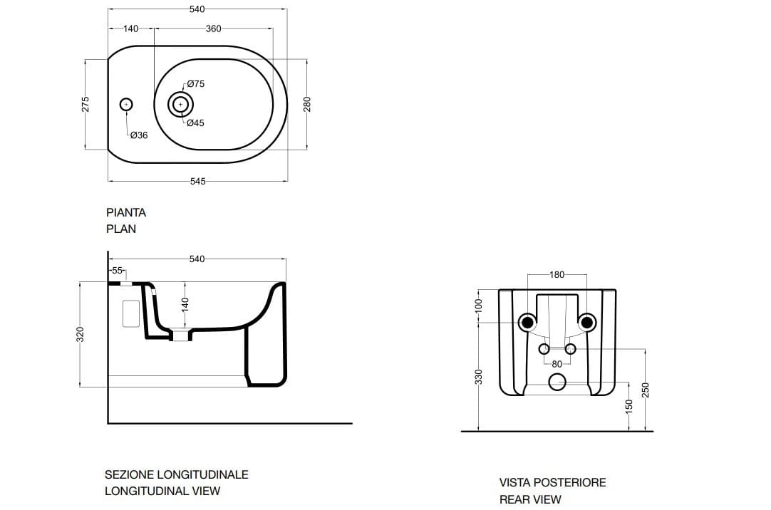 Керамическое подвесное биде Axa Delano ARCH-00066935 - Вид №11