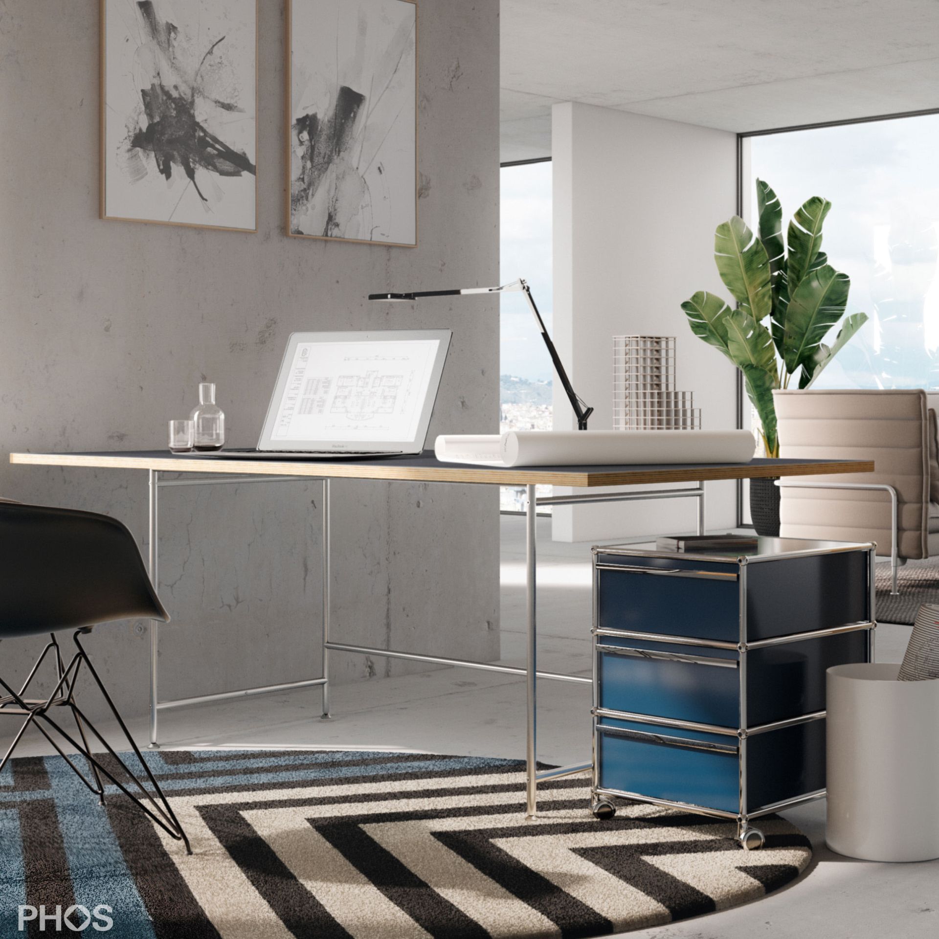 KATI-S1-180x90-L4178 Стол Карлсруэ - письменный стол со столешницей из линолеума - 180 х 90 х 75 см. PHOS 