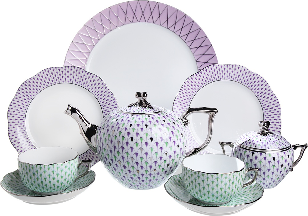 10612293 Herend Тет-а-тет чайный 2/10 "Сетка Херенд" Фарфор 