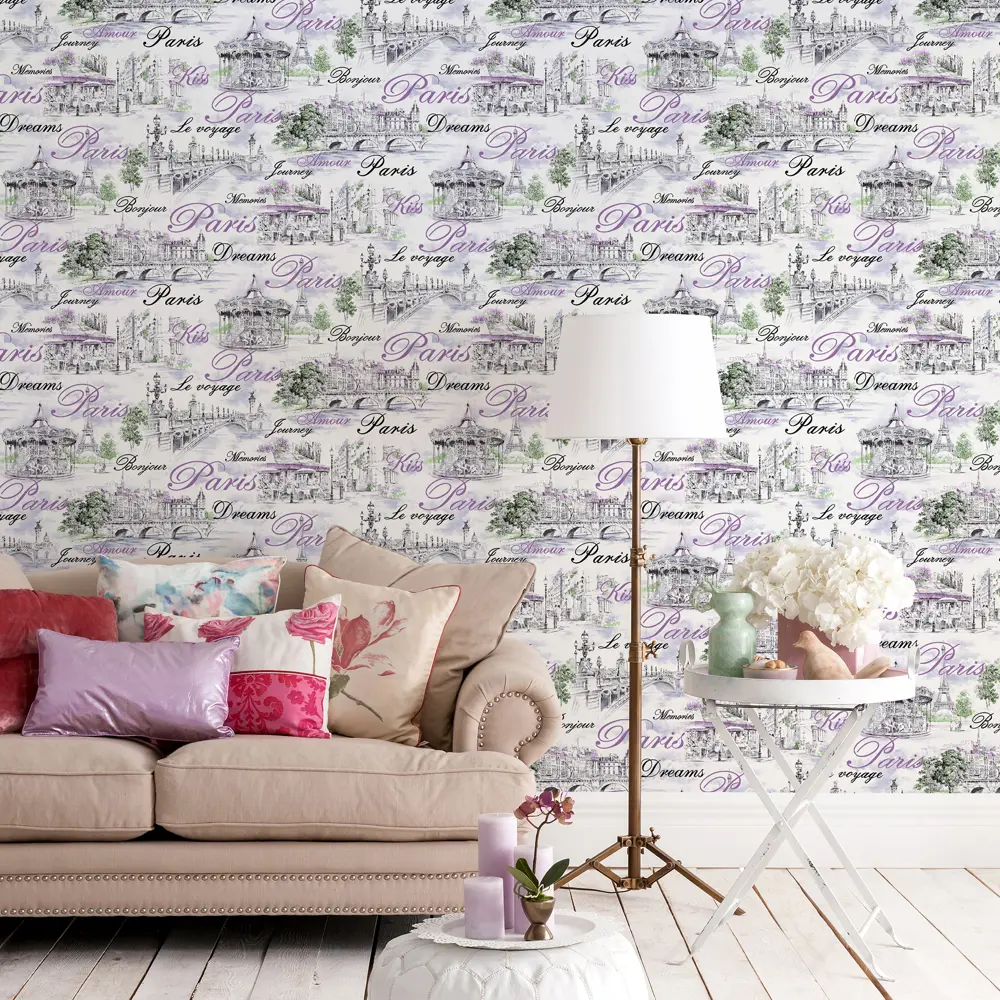 Обои виниловые Аспект Париж фиолетовые 0.53 м 80002-56 АСПЕКТ РУ STLM-2123139 - Вид №2