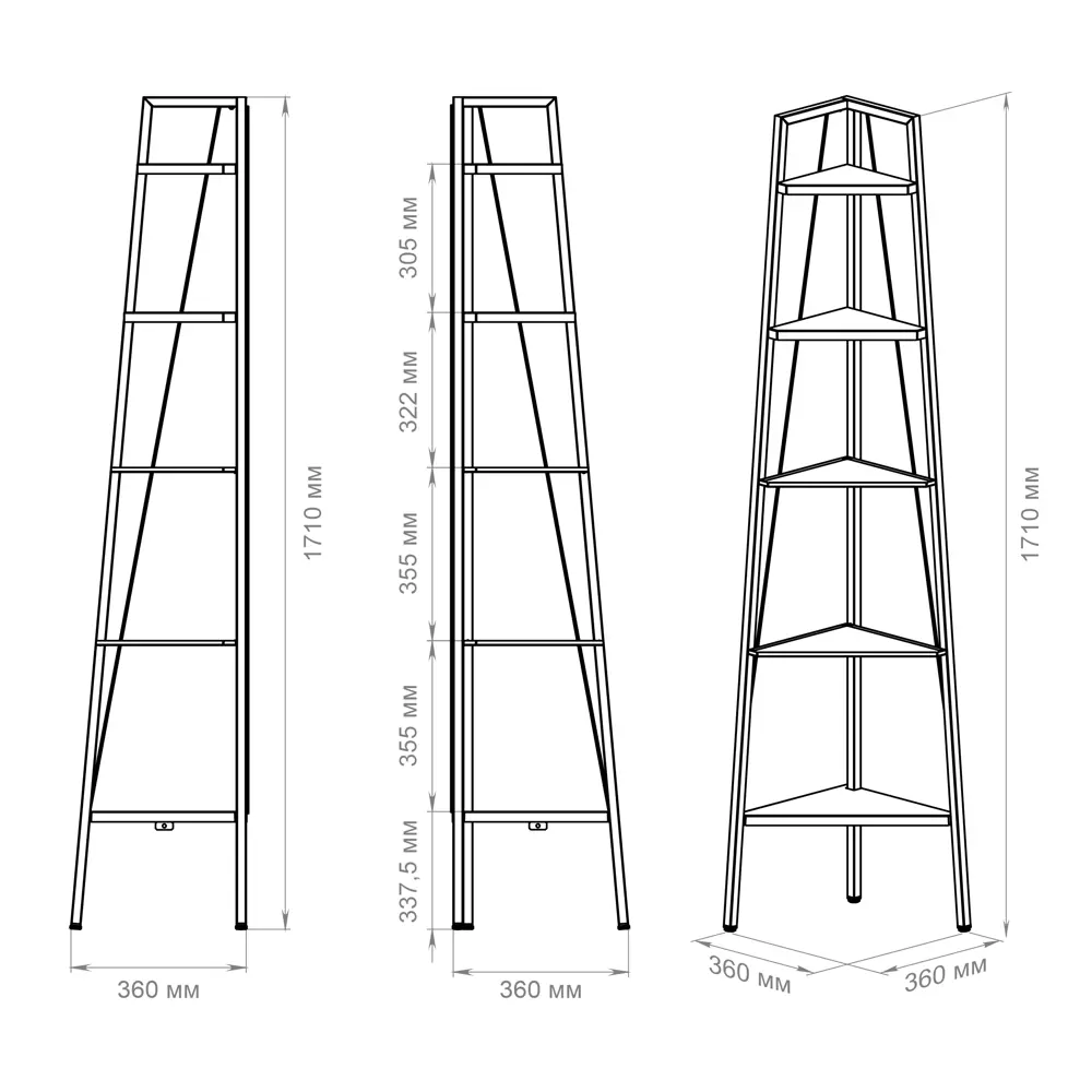 Стеллаж для ванной KONSENSA угловой Бруклин 35x35x170 см цвет белый STLM-2094743 - Вид №4