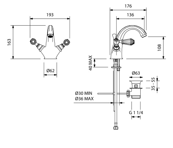 Смеситель для раковины с одним отверстием Park Avenue Beatrice ARCH-00035525 - Вид №2