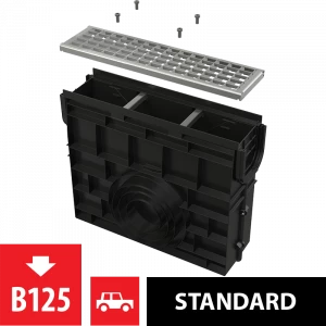 Пескоуловитель для дренажного канала AVZ102 с пластиковой рамой и оцинкованной решеткой B125